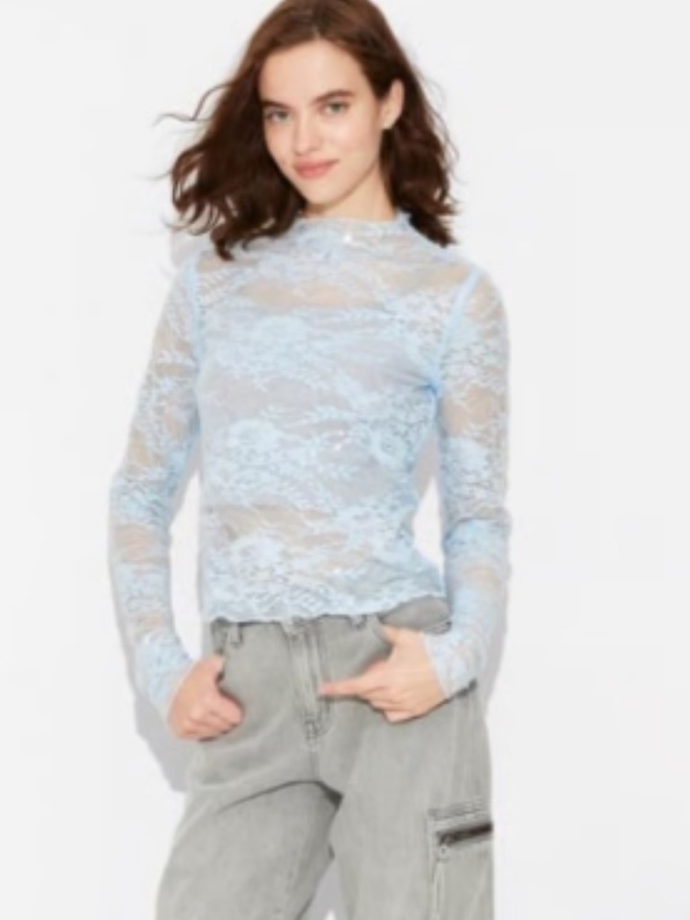 wild fable Pale Blue Lace Long-Sleeve Top
